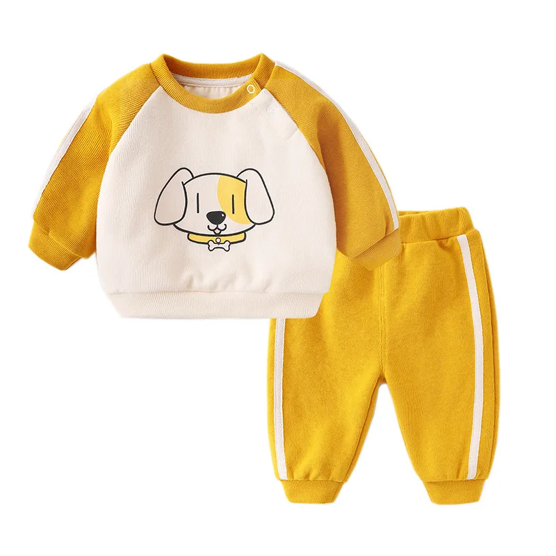 Ins Infant Girl Sweatshirt 2PCS Clothes Set Elephant Dog Raglan Sleeve Outwear Tops Newborn Baby Jogger Pant Kids Girl Tracksuit