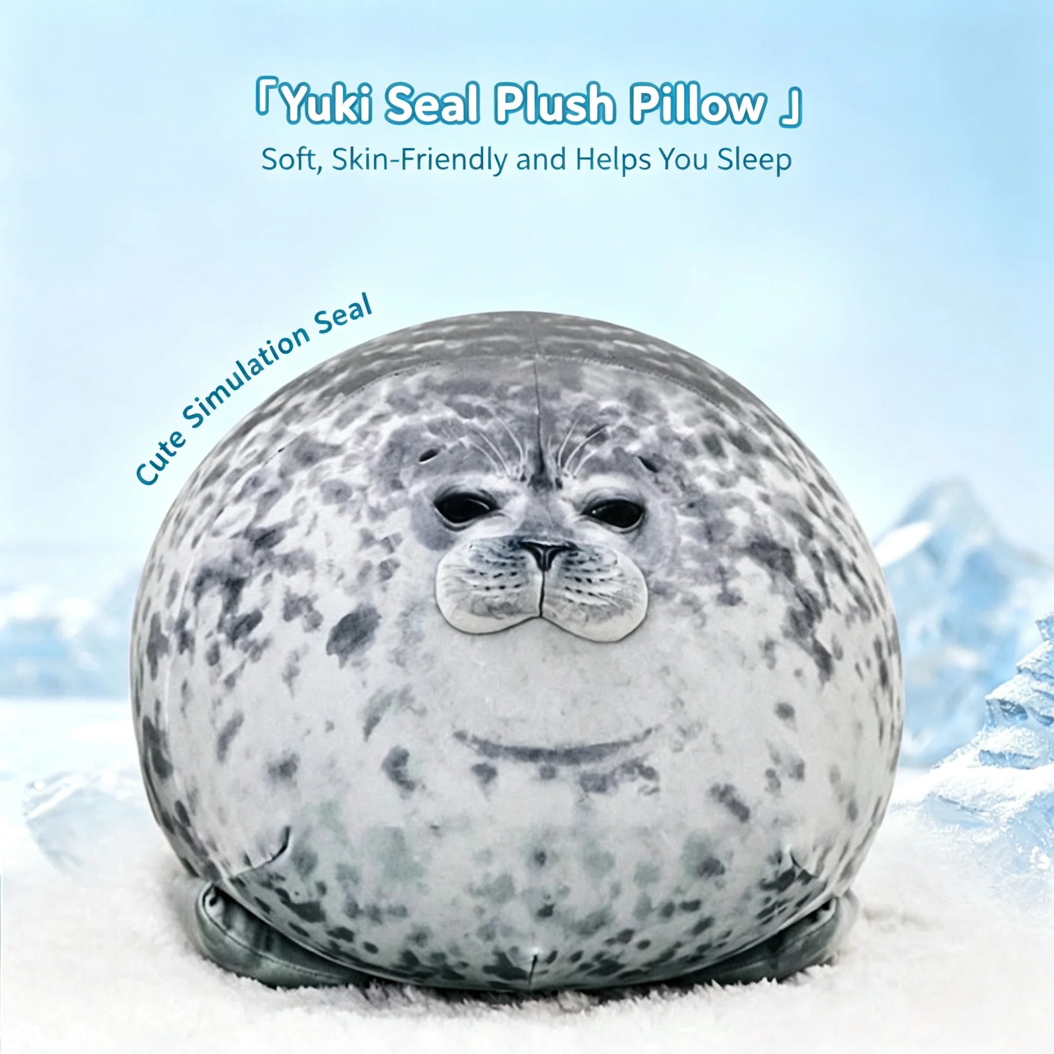 Cute Realistic Chubby Spotted Seal Plush Pillow Soft Fluffy Stuffed Animal Toy Round Body Hugging Cushion Multi Size Gift