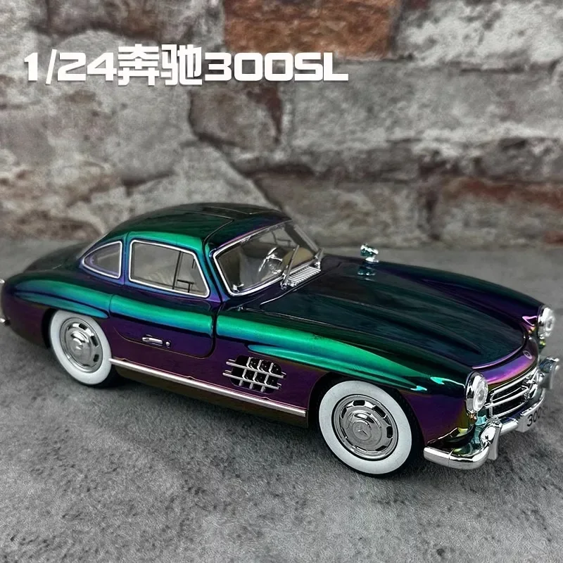 

Классическая модель 1:24 Mercedes-Benz 300SL с гальваническим покрытием, литой металлический автомобиль, Коллекционная модель, украшения для хобби, подарок для мальчиков