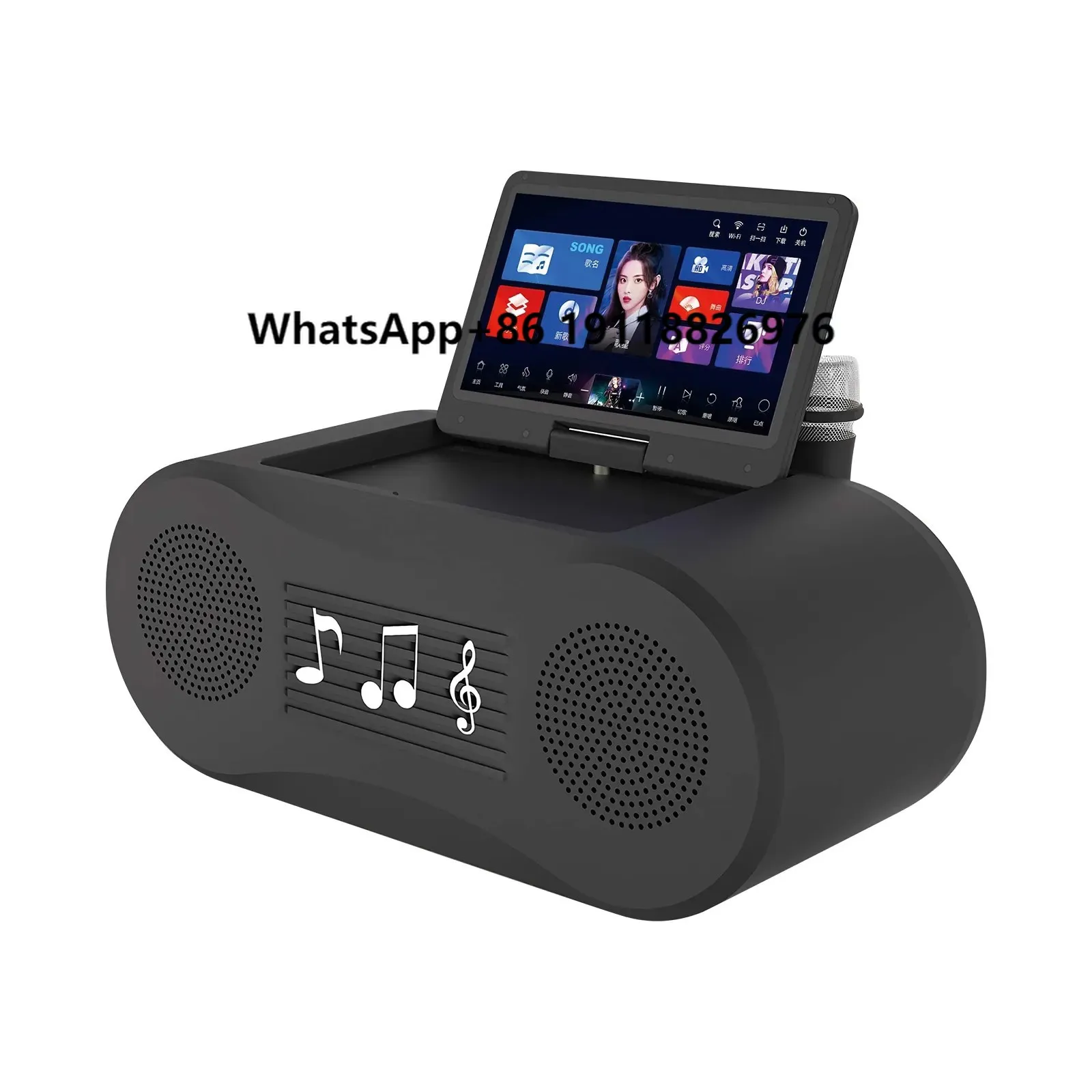 

Portable Handheld Karaoke Player with Touch Screen & Wireless Mic Outdoor Audio KTV System Metal Construction