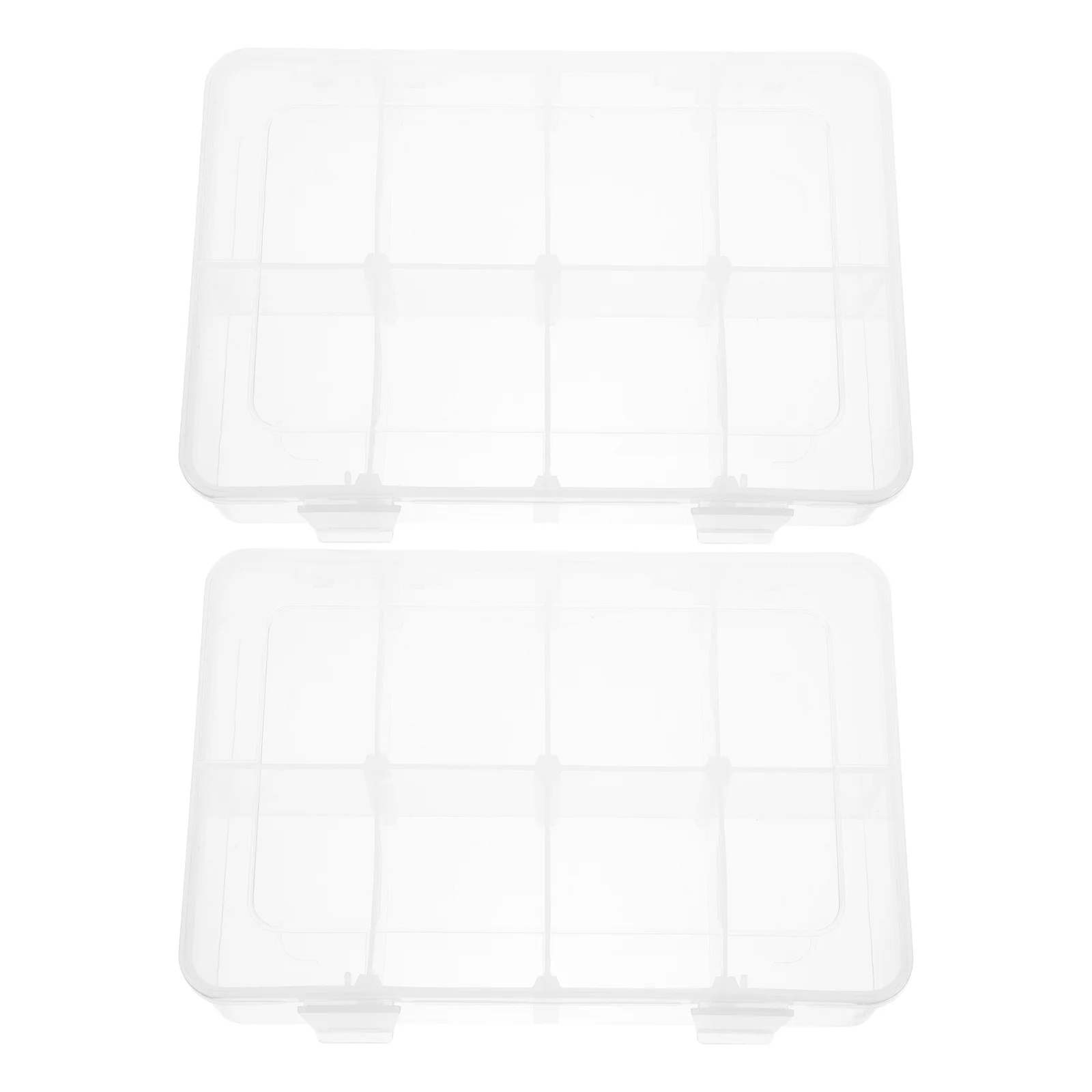 

2Pcs Multi-Compartment Storage Box Transparent 8-Grids Removable Dividers Plastic Organizer Case for Beads Jewelry Snacks