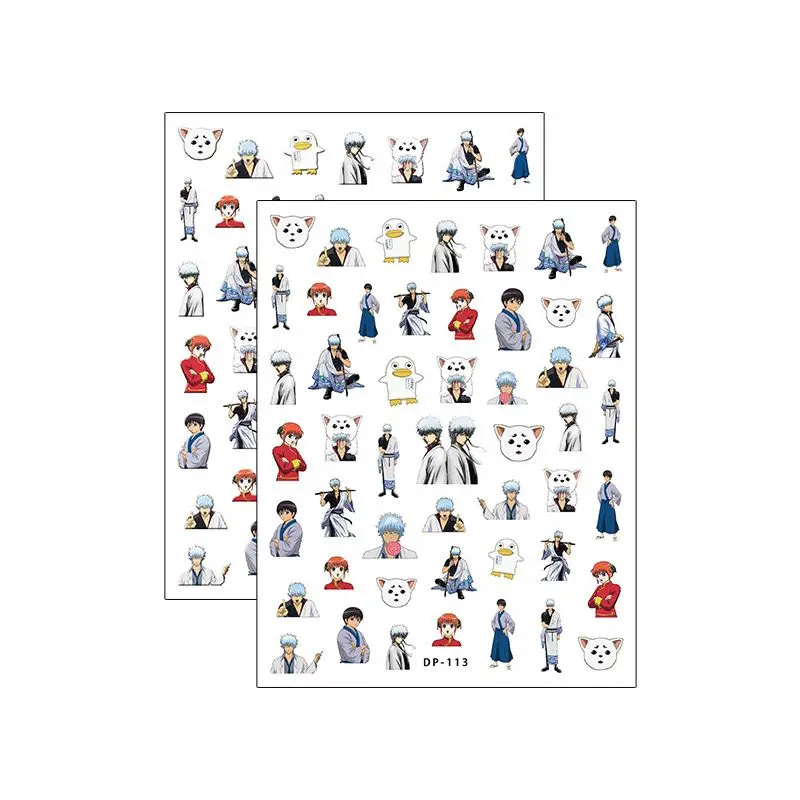 สติกเกอร์ติดเล็บกินทามะ ซากาตะ กินโทกิ คากุระ อนิเมะ ของตกแต่งน่ารัก การ์ตูน สติกเกอร์ติดเล็บแบบมีกาวในตัว ของขวัญใหม่