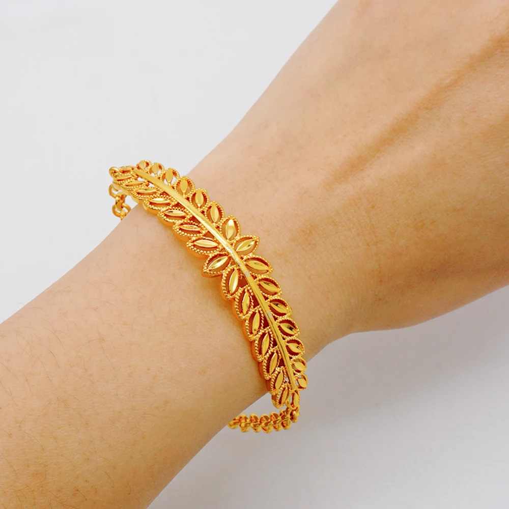 Luxus klassische Kupfer Gold Farbe Armband Dubai Saudi trend ige Armreif für Braut Armband arabischen Schmuck – Detail 12
