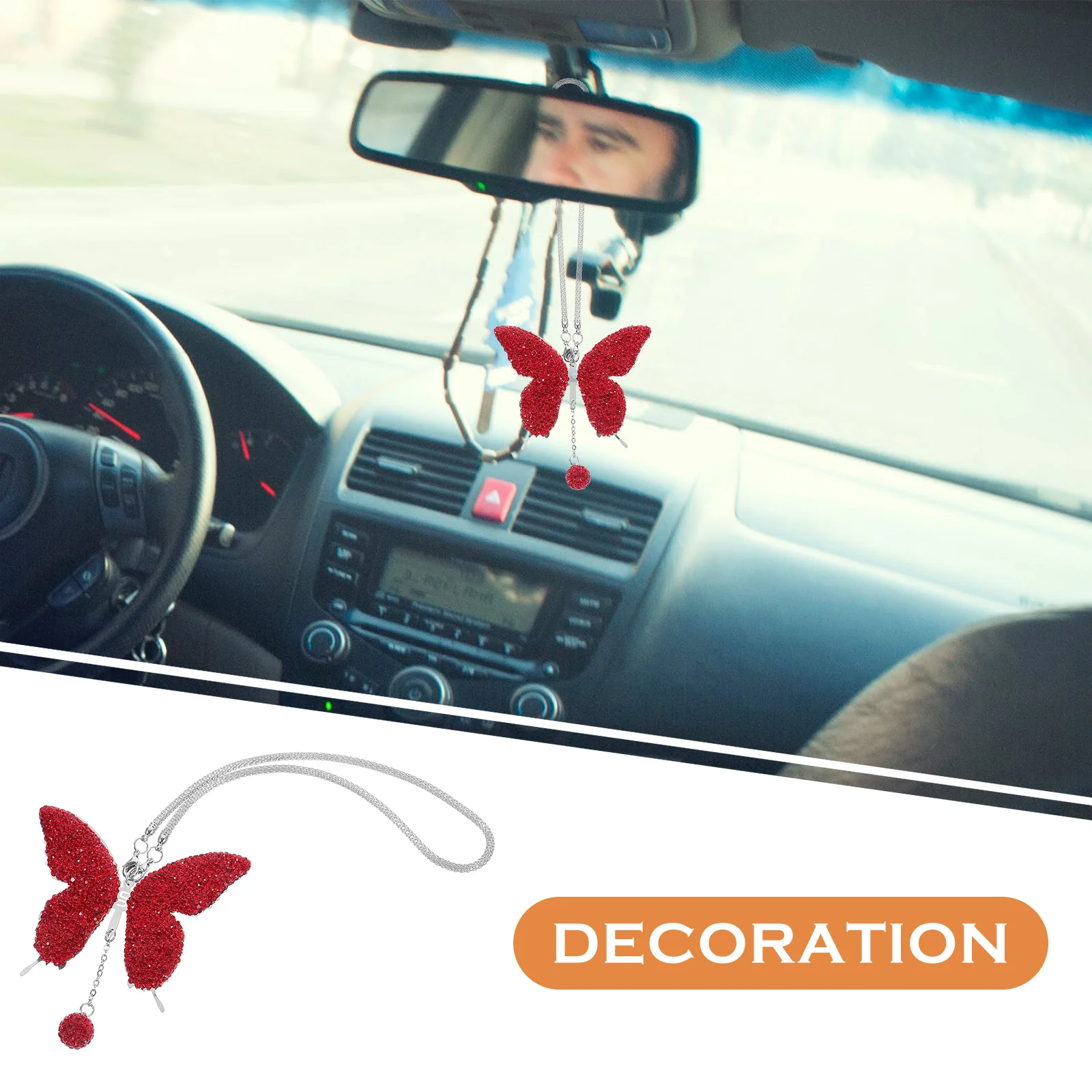 

Car Hanging Ornament with Rhinestone Rear View Mirror Decoration Stylish Auto Interior Accessories Gift