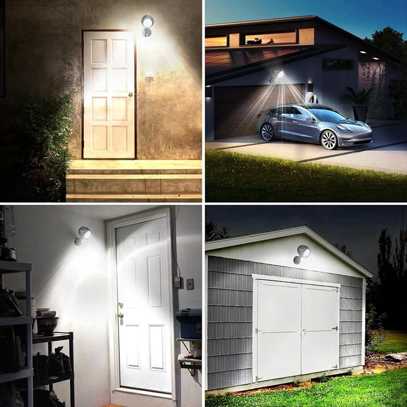 HOT-Battery Motion Sensor Light Outdoor Battery Operated Motion Lights Outdoor 6 Leds - 6000K Auto On Off 2Pack