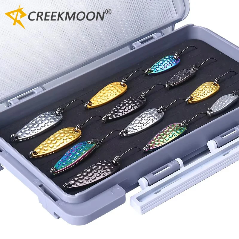 12pcs Zinc Alloy Metal Spoon Lures Set 2.5g 3.5g 5g for Pale Chub Fishing Bait Kit for Trout Bass Small Hard Sequins Spinner