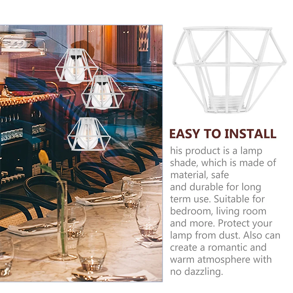 2 قطعة شكل الماس خمر الرجعية عاكس الضوء قلادة حديدية غطاء خفيف الصناعية لمبة الحرس لغرفة المعيشة غرفة نوم المطبخ #6