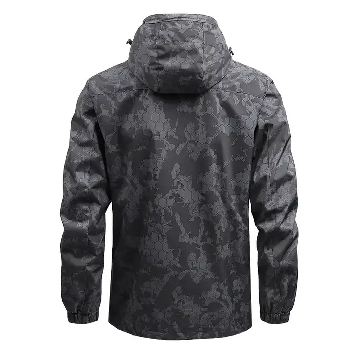 2024 Autumn Casual Men Waterproof Hiking Camping Camo Jackets Outdoor Hooded Windbreaker Jacket For Men