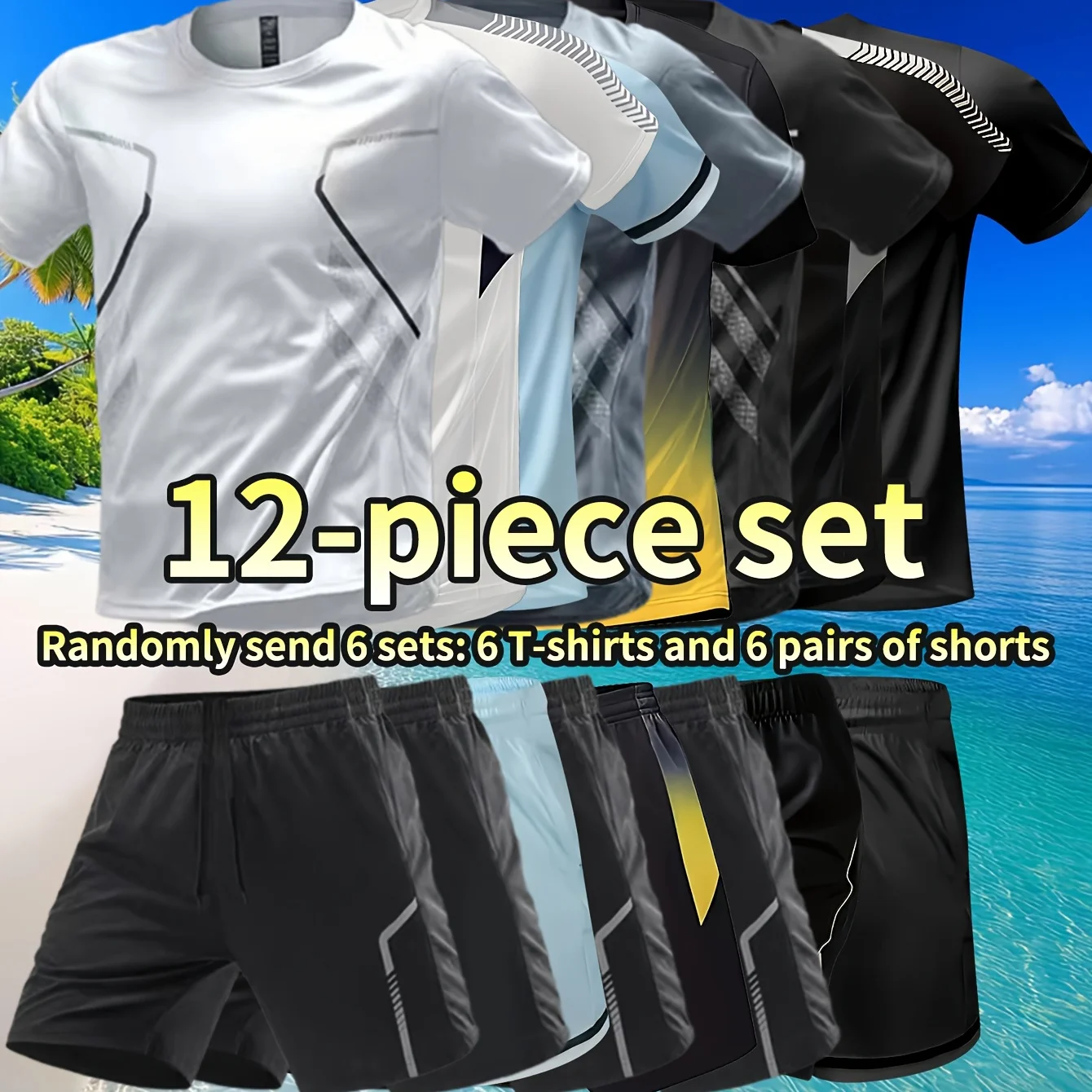 

12 piece color and style random men's all season sportswear sleepwear home suit set, drawstring elastic waist pocket, casual sportswear available in multiple colors, holiday gift suitable for friends, colleagues, and relatives