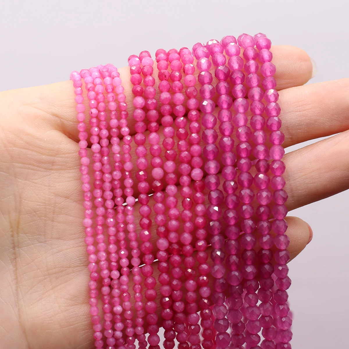 Natural Stone Beaded Faceted Pink Tourmaline Gemstone Isolation Loose Beads for Jewelry Making Diy Necklace Bracelet Accessories