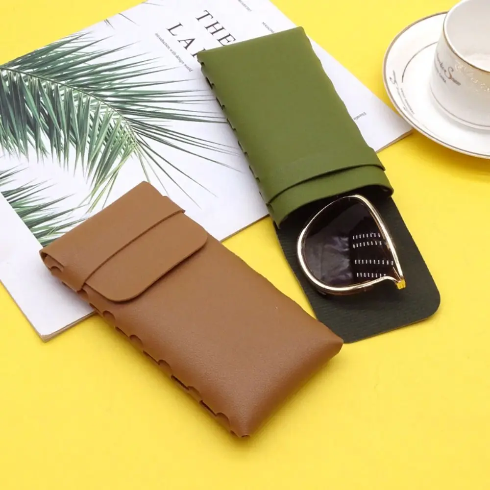 

Simple Solid Color Leather Sunglasses Box Bag Waterproof Soft Glasses Case Lightweight Portable Eyeglasses Holder Outdoor