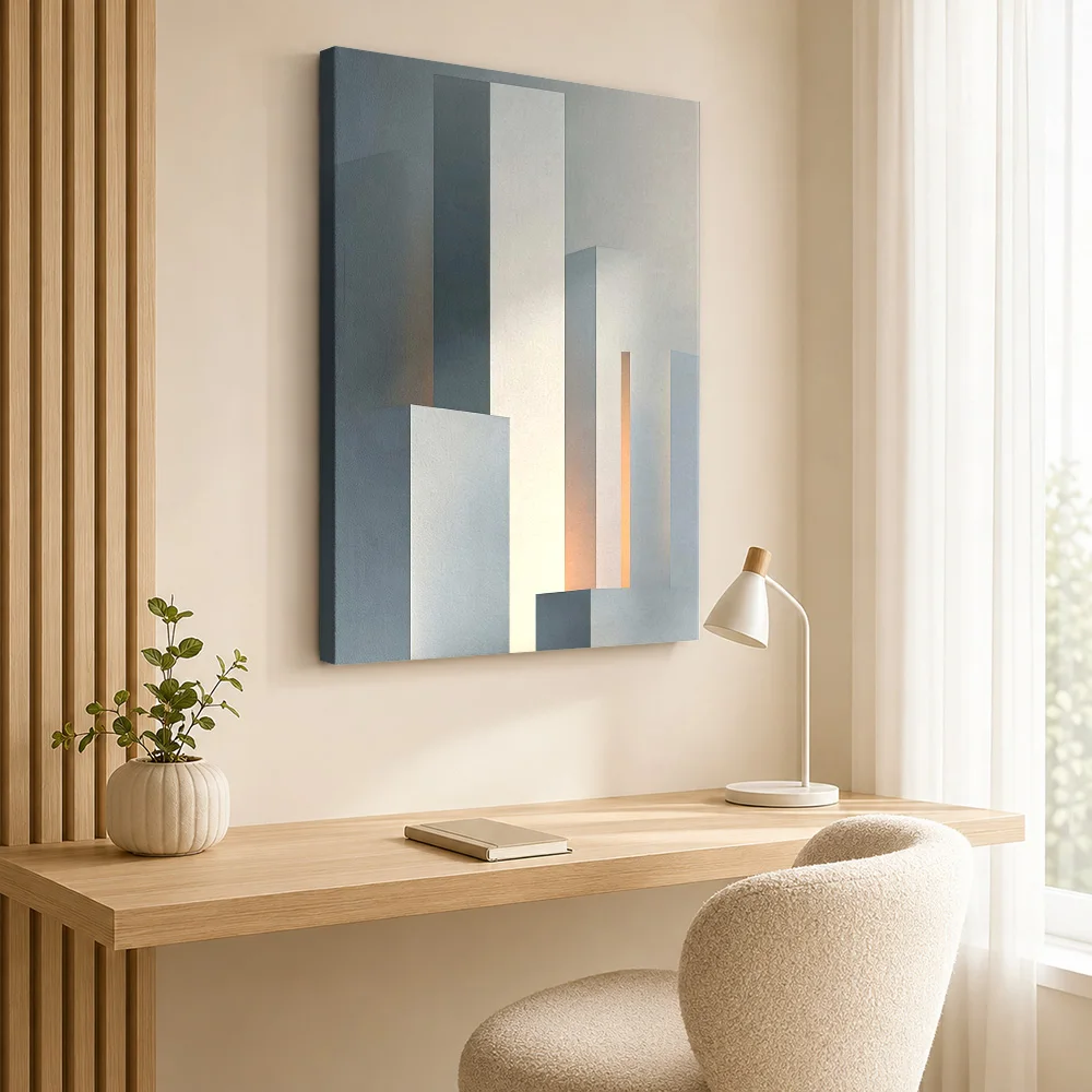 Neutral Architectural Forms Canvas Poster Customized Photo Geometric Wall Art For Studio Reading Corner, Interior Stylist Gift