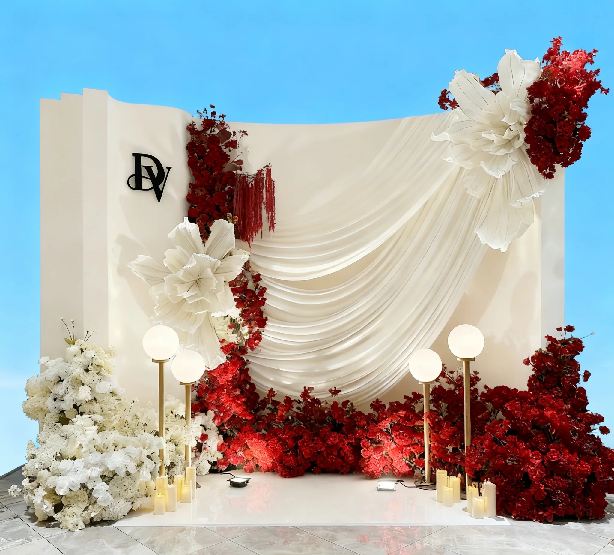 

Wedding Ballroom Decor White PVC Backdrop for Wedding Stage Decoration Elegant Wedding Ceremony Stage Background for Event Decor