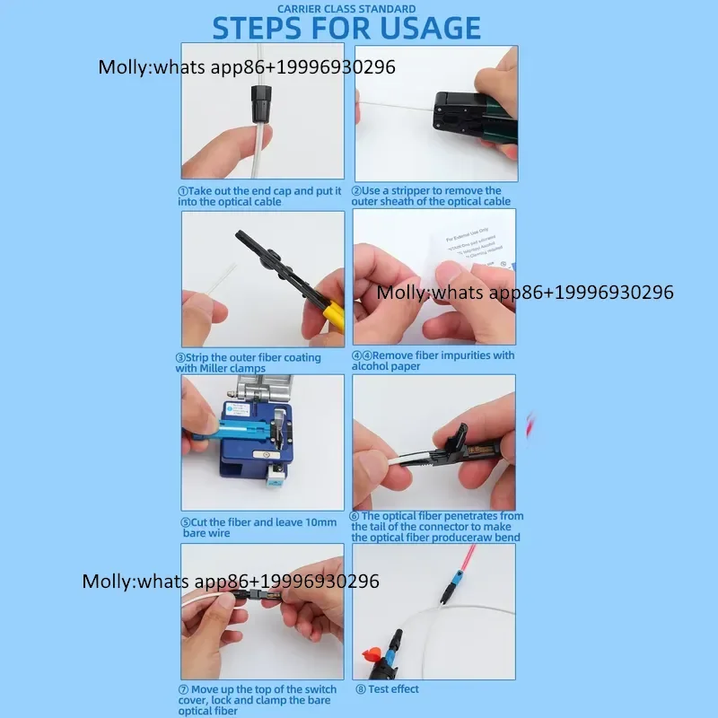 FTTH 100PCS/Fiber Optic Fast Splice Adaptor Single Mode SC/UPC Fiber Optic Connector