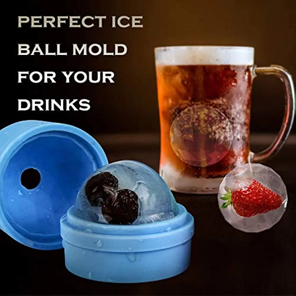 2 Pack Ice Cube Tray Diamond Ball Shape Ice Trays Food-grade Silicone Ice Cube Tray Round Ice Cube Mold For Whisky Cocktails