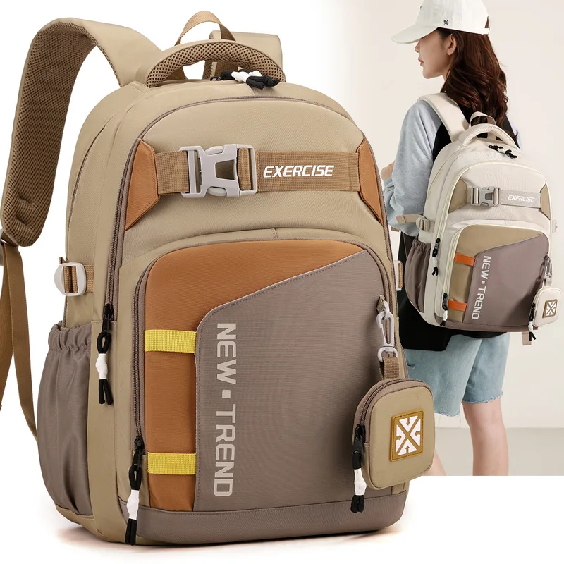 Trendy and Cool Casual Backpack Versatile Student Simple Letter Print Schoolbag Korean Style Large Capacity Outdoor Travel Bags