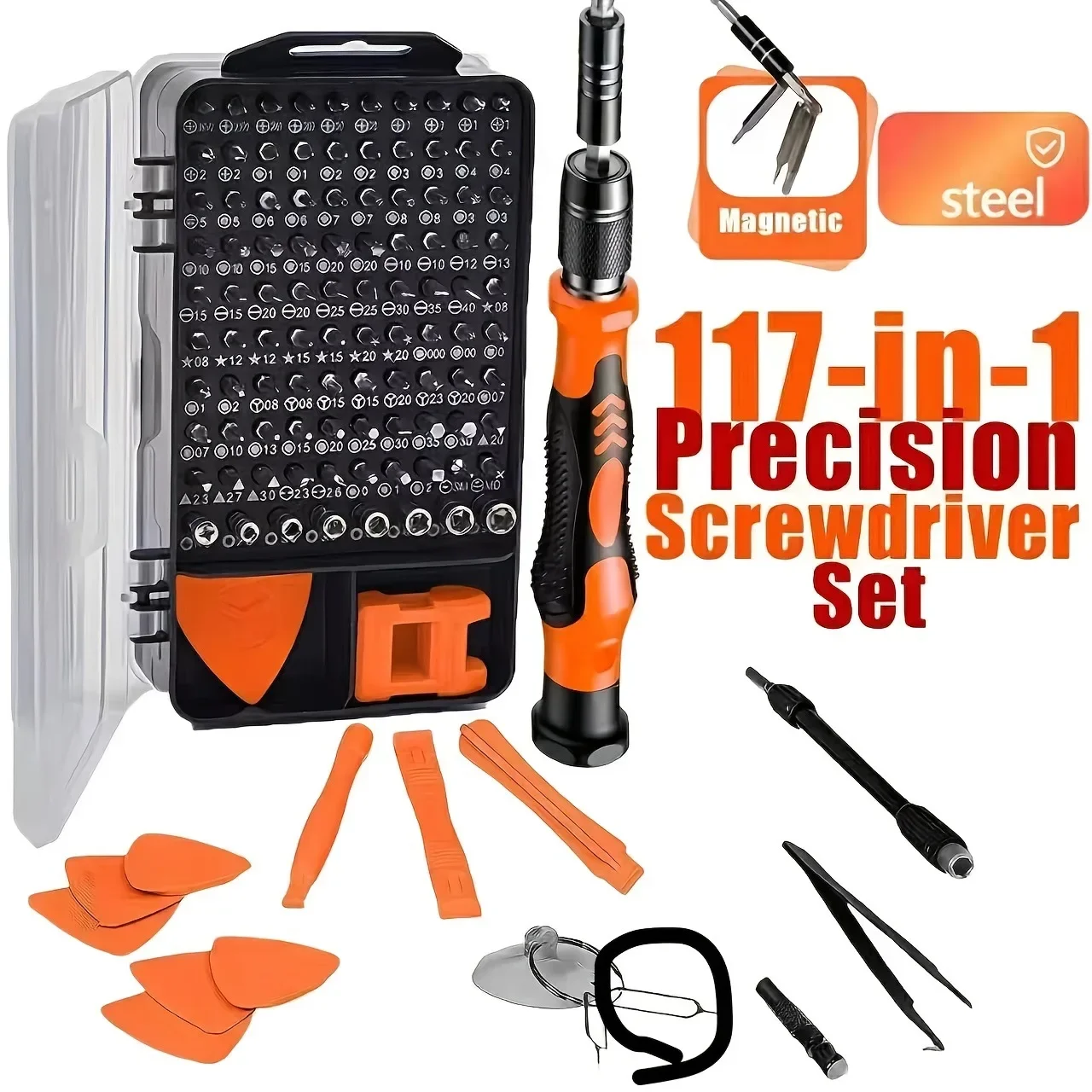 Magnetisches Präzisions-Schraubendreher-Set 115 in 1 CRV-Stahl Torx Triwing Professionelles Reparatur-Werkzeugset für Elektronik, Laptop und Handy – Detail 7