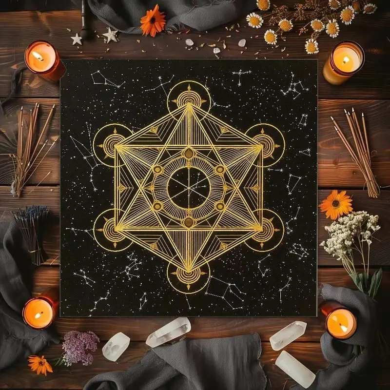 Sun Moon Phase Hexagram Starry Sky Constellation Altar Cloth Tarot Card Tablecloth Wika Astrology Divination Ceremony Mat