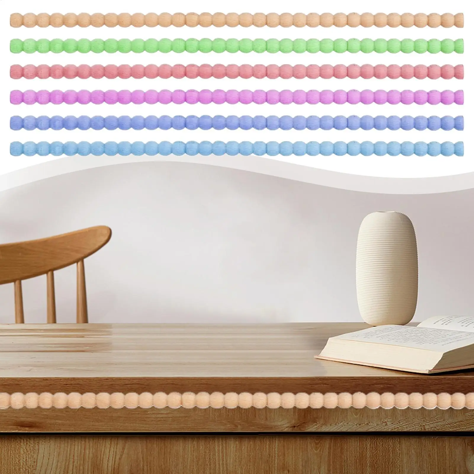10pcs Half Round Wooden Beaded Molding Sticks Multifunctional Craft Wood Strips Decoration DIY Cabinet Furniture Accessories view 2