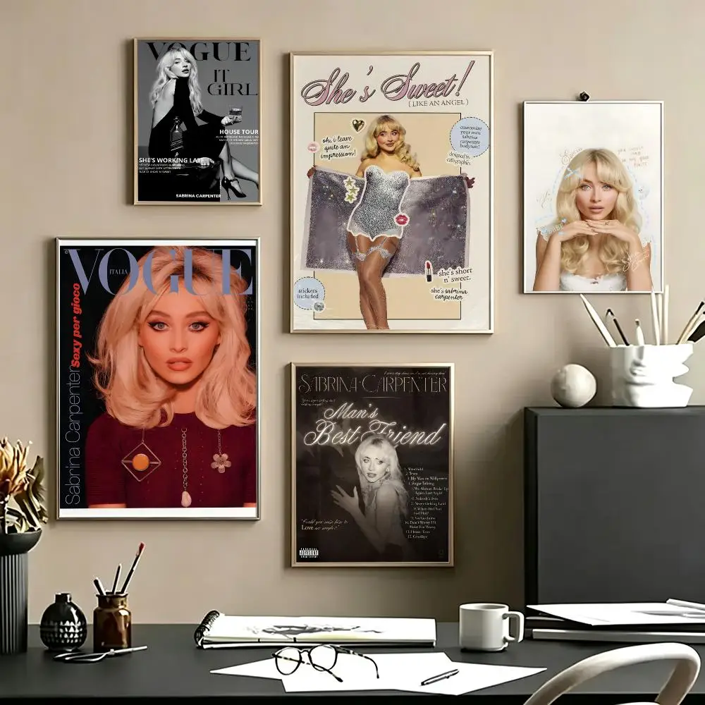 music Sabrina Carpenter Poster Poster HD Self Adhesive Waterproof Art Print Wall Decor for Bedroom Living Room Home Gift