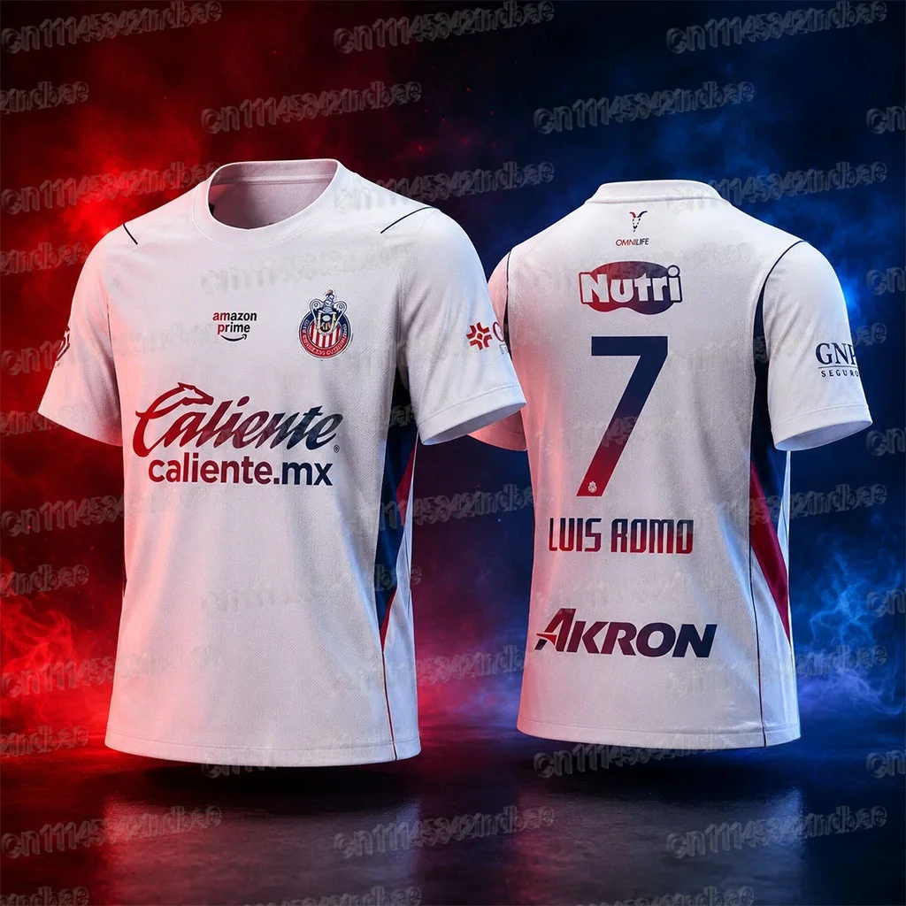 2026 Guadalajara Chivas Luis Romo 7 # Fußballtrikot Sommer 3D Sport Fußball T-Shirt Atmungsaktiv Schnelltrocknend Familienoutfit – Detail 6