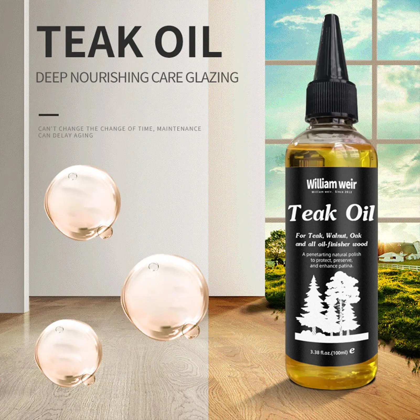 Furniture Oil Wood Polish 100ml Hardwood Floor Polisher Restorer Wood Polisher Oil for Outdoor Indoor Boats Shower Benches Patio