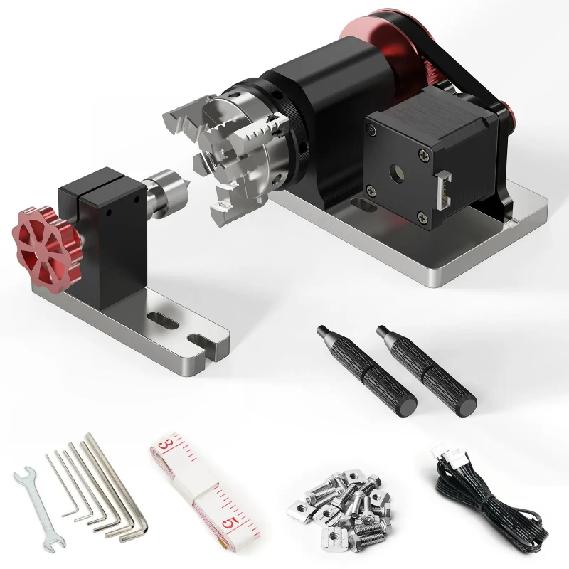 Twotrees โมดูลโรตารี่ชุดแกน4th CNC สำหรับเครื่องแกะสลัก TTC450รองรับเพลาหมุนขนาดเส้นผ่าศูนย์กลาง4-60มม.