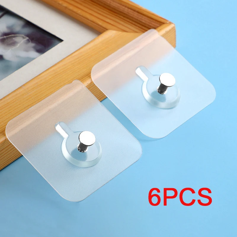 6Pcs Transparent Traceless Self Adhesive Wall Nail Photograph Mural Phase Frame Adhesive Hang Drawing Nails Multipurpose Screw