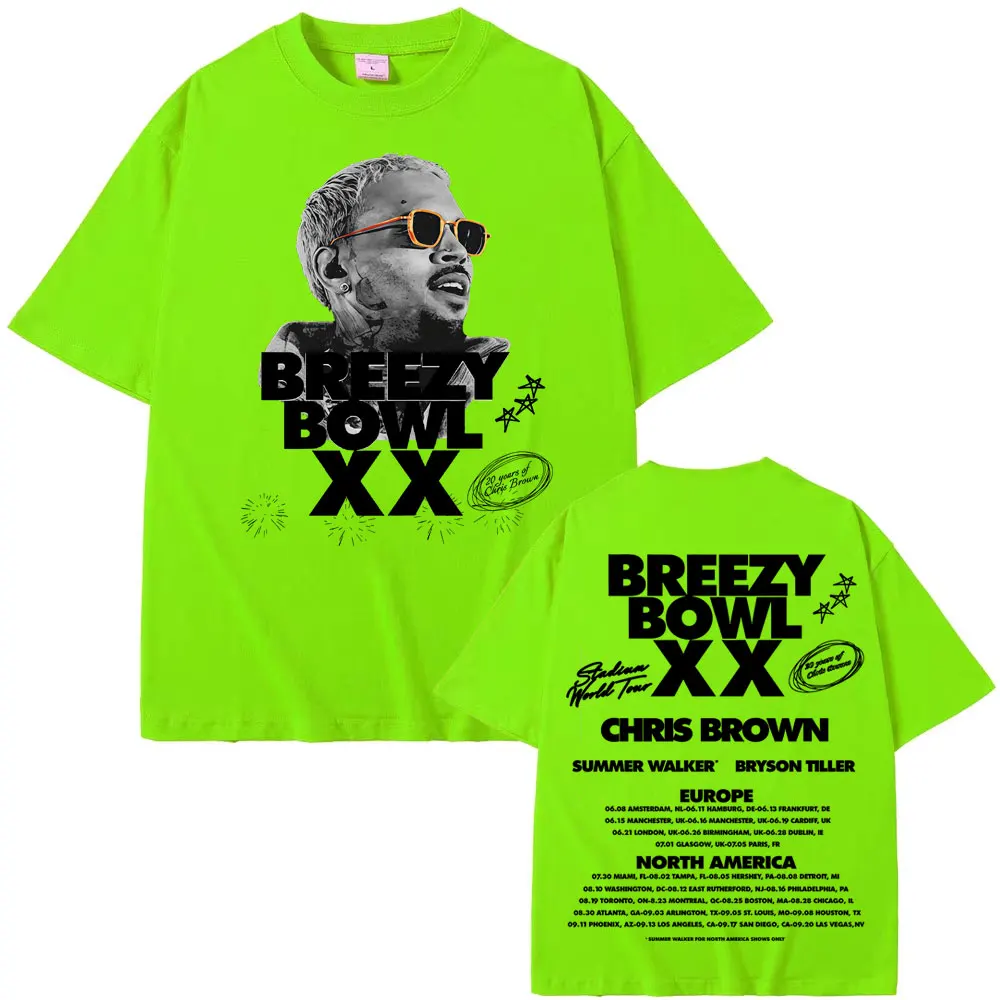 Rapper Chris Brown Breezy Bowl XX Concert Tour 2025 T-shirts Men