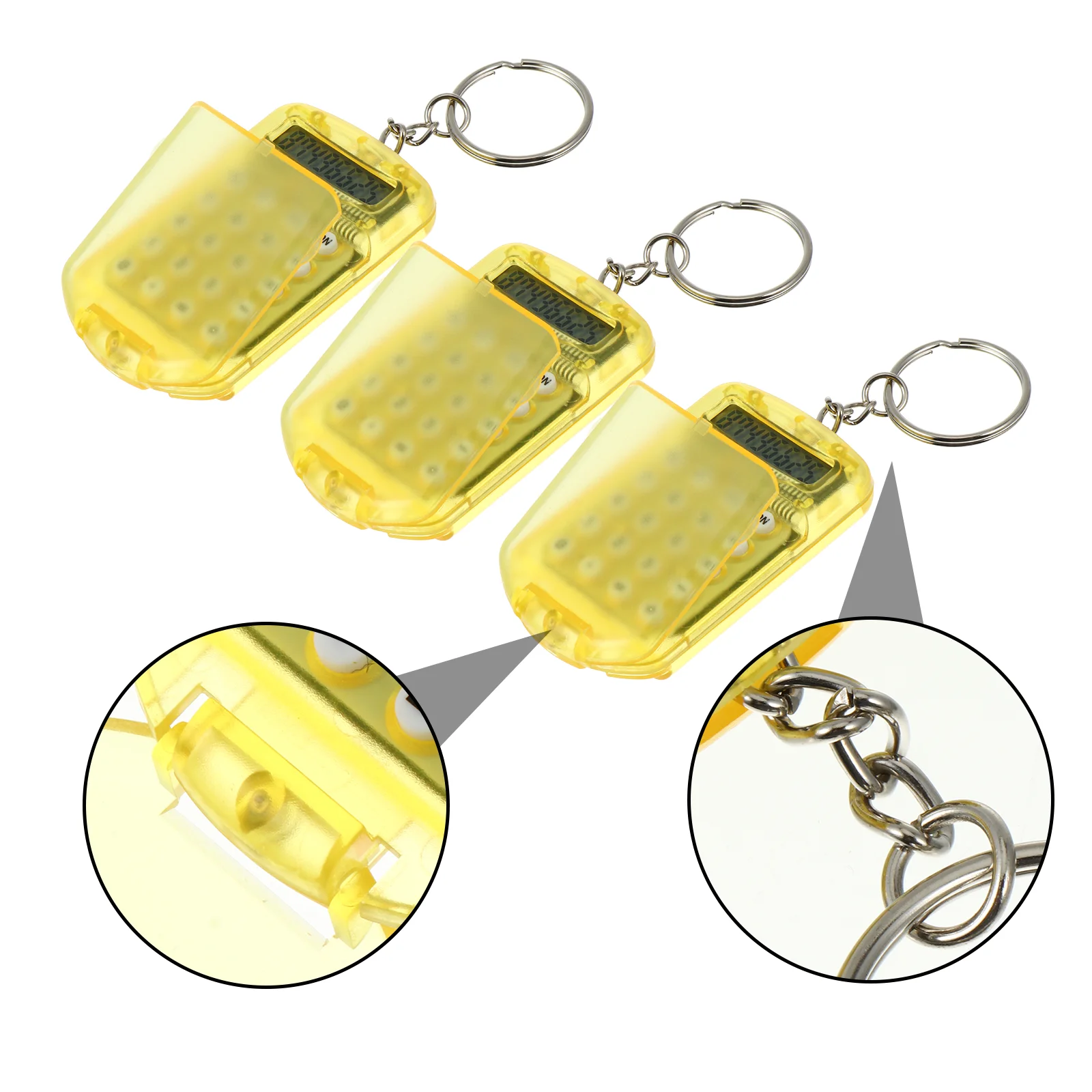 3 Pcs Pocket Calculator Keychain Mini Electronic Keychains Bags Ring Students Orange Nurse