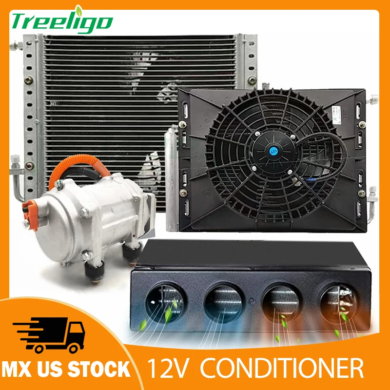 

Treeligo 12V/24V Electric Automotive Air Conditioner New Energy Heat&Cool Underdash AC Unit for Tractor Truck Camper Van Caravan