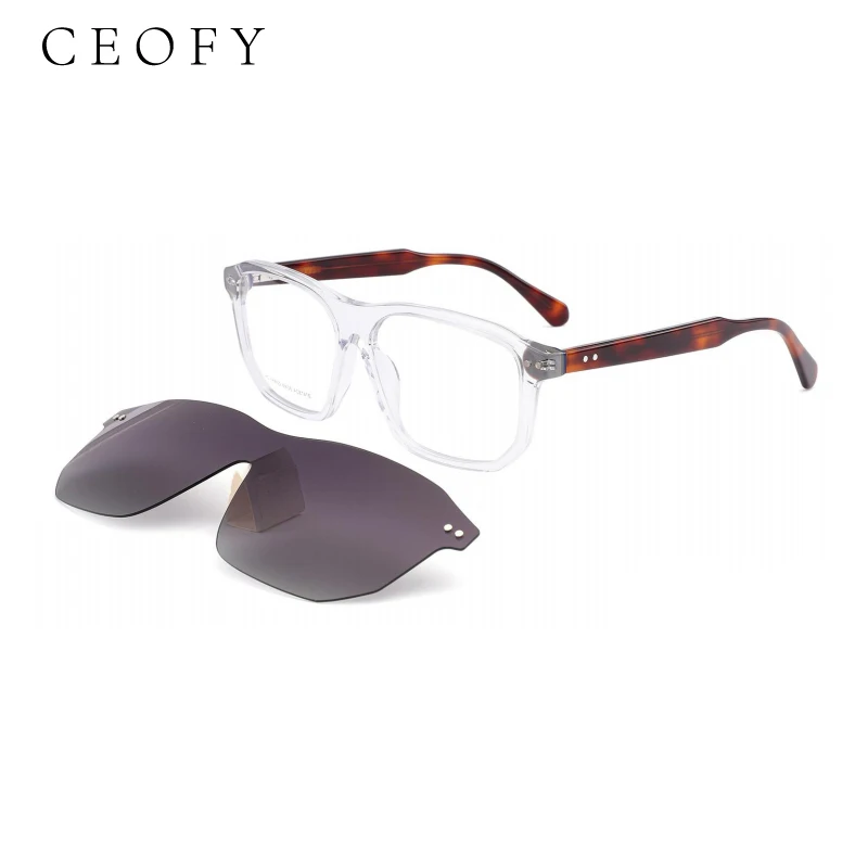 

Ceofy ацетатные мужские и женские модные очки для близорукости в оправе в стиле ретро, поляризационные солнцезащитные очки с магнитом, оптические солнцезащитные очки по рецепту