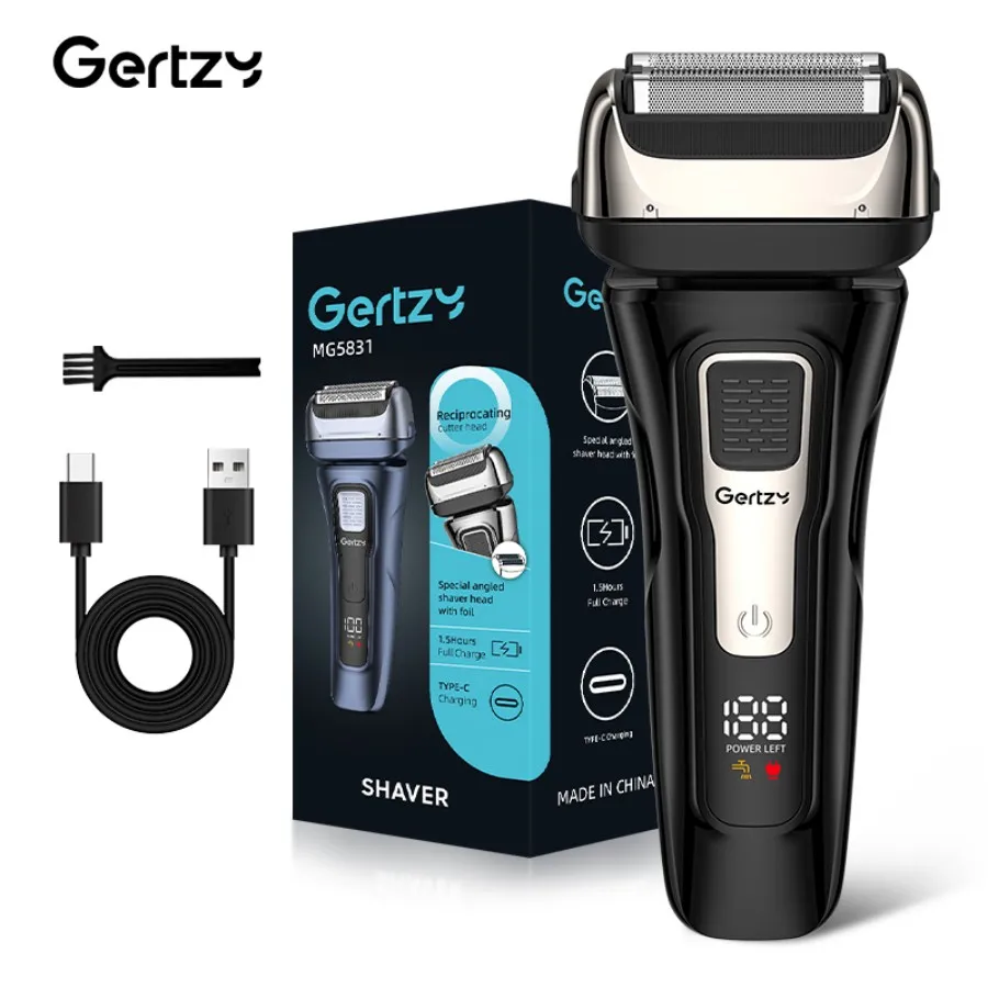 Men's Double-Blade Shaver with Beard Trimmer - USB Rechargeable Easy-Clean Mesh Head Waterproof 3-Blade System Perfect Holiday