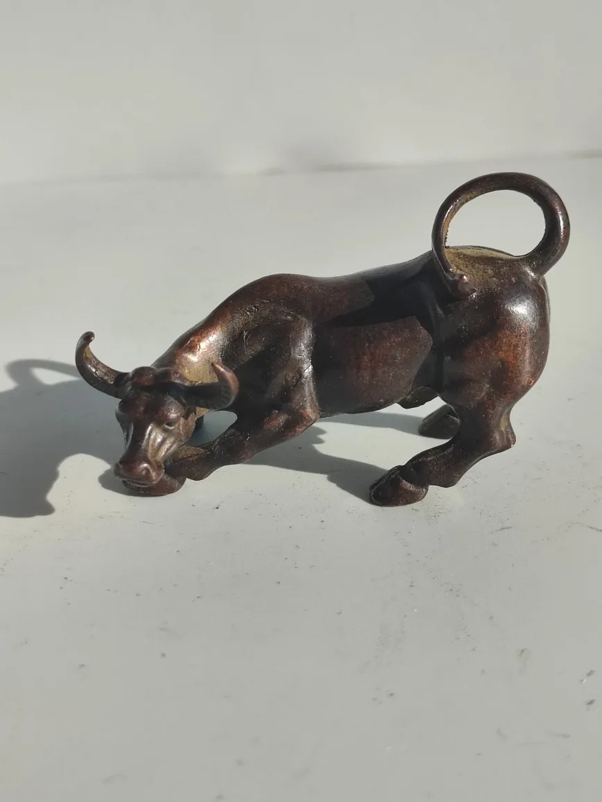 

Antique Miscellaneous Collection Copper Bull Wall Street Home Furnishing Office Living Room Car Desktop Creative Ornament