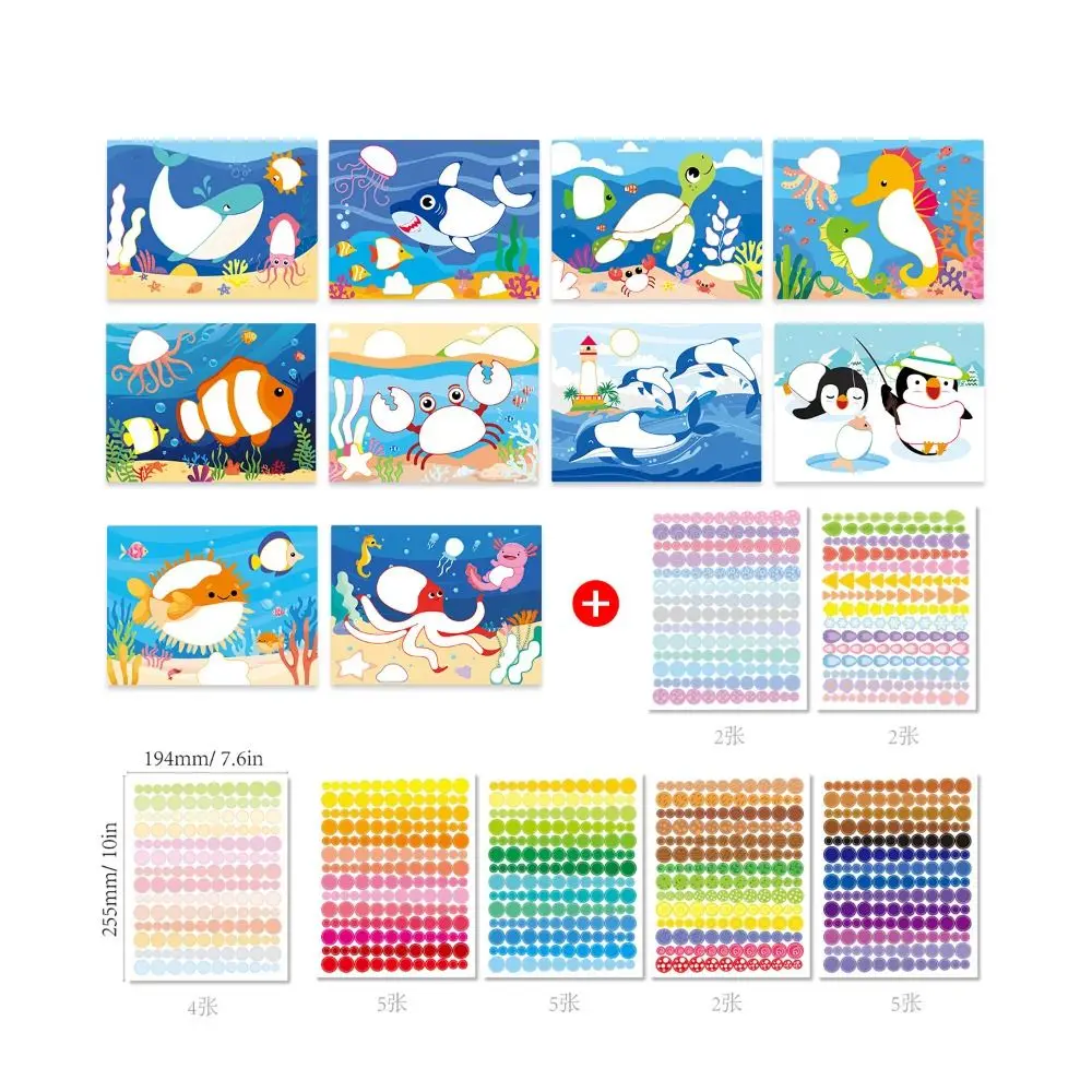 Libro colorato per bambini in carta, adesivi artistici riutilizzabili Montessori, libro di raccolta, puzzle, apprendimento artistico, giocattolo a pois colorati fai da te