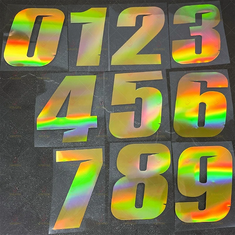 

1pc Laser Gold Number Motorcycle Stickers Waterproof for Motorcycle Helmets Mudguards Car Windows Bicycle Universal Vinyl Decals