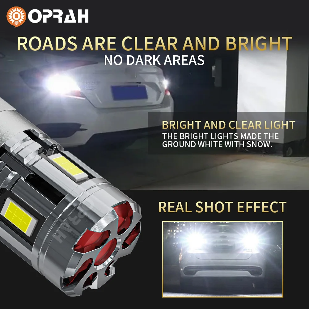 2pcs High Power LED 1156 BA15S PY21W 1157 P21/5W T20 7440 7443 W21/5W Light Car Turn Signal Lamp Reverse Brake Bulb With Fan 12V view 3