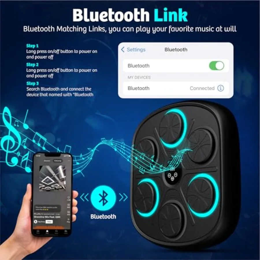 2024 آلة الملاكمة الموسيقية الذكية مع قفازات بلوتوث المثبتة على الحائط اللكم الهدف مدرب اللياقة البدنية المتقدم للمنزل والمكتب أو G