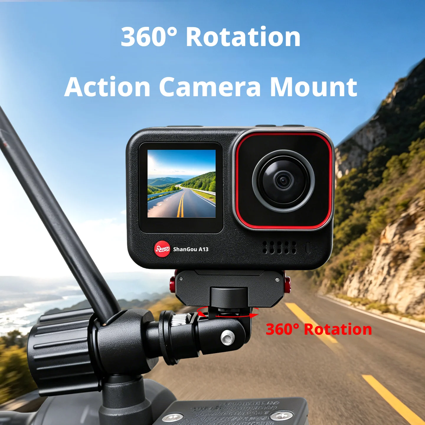 Image of Motorrad-Spiegelhalterung für Action-Kameras, Halter für DJI Osmo Action 6/5 Pro/4/3 Insta360, Zubehör für Fahr-Vlogs