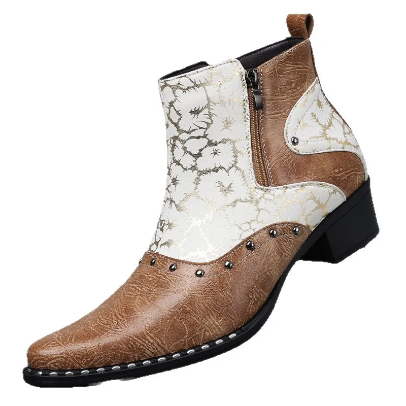 Large-sized men's brogues high-top leather shoes, Chelsea boots for men autumn boots M051 - view 5