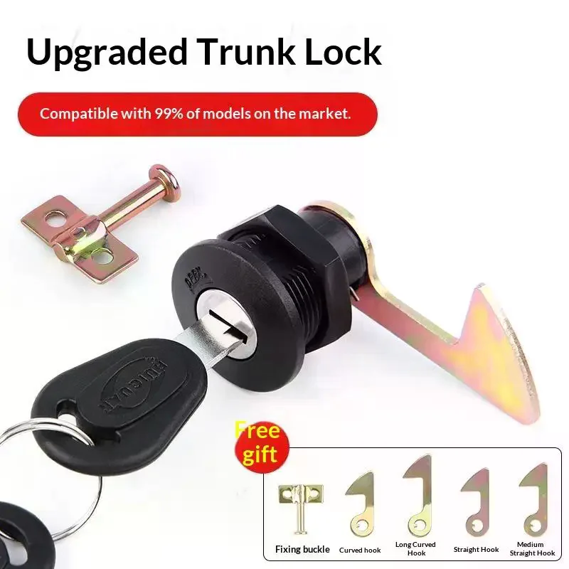 Electric Car Scooter Trunk Lock Durable Easy Install 1 Set with 2 Keys 4 Hooks for Outdoor Riding Storage