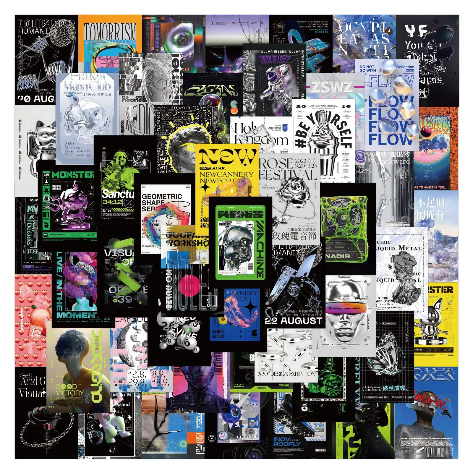 

60pcs Cool Acid Graphic Graffiti DIY Stickers Poster Decal Phone Skateboard Notebook Laptop Helmet Waterproof Sticker