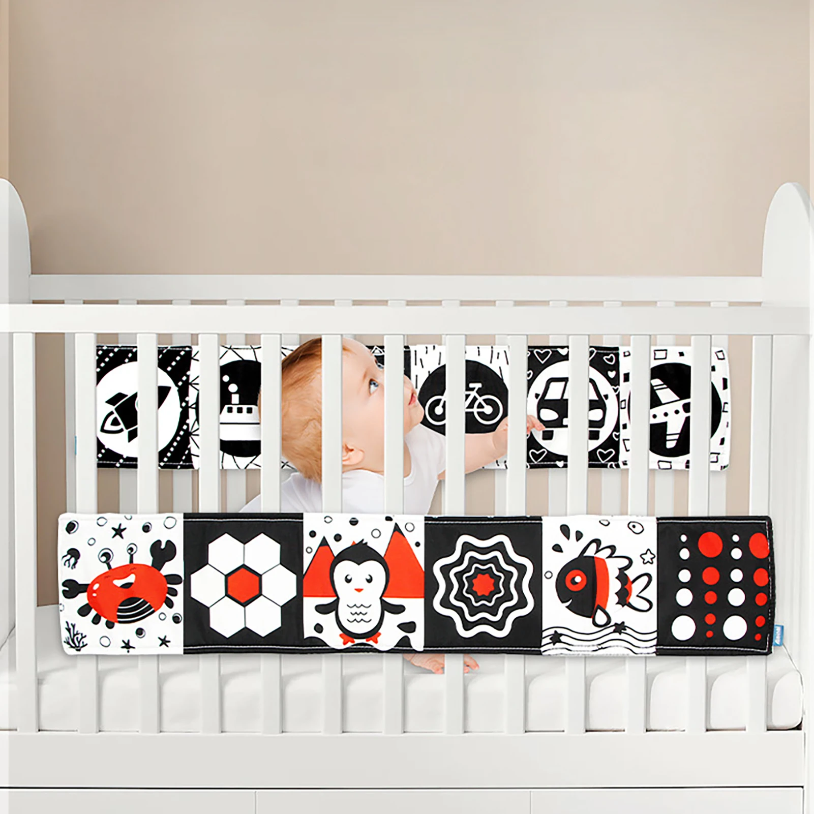 Black And White Baby Cloth Book Soft Cloth Book For BabyHigh Contrast Crinkle Cloth Books Early Educational Toys For Infants