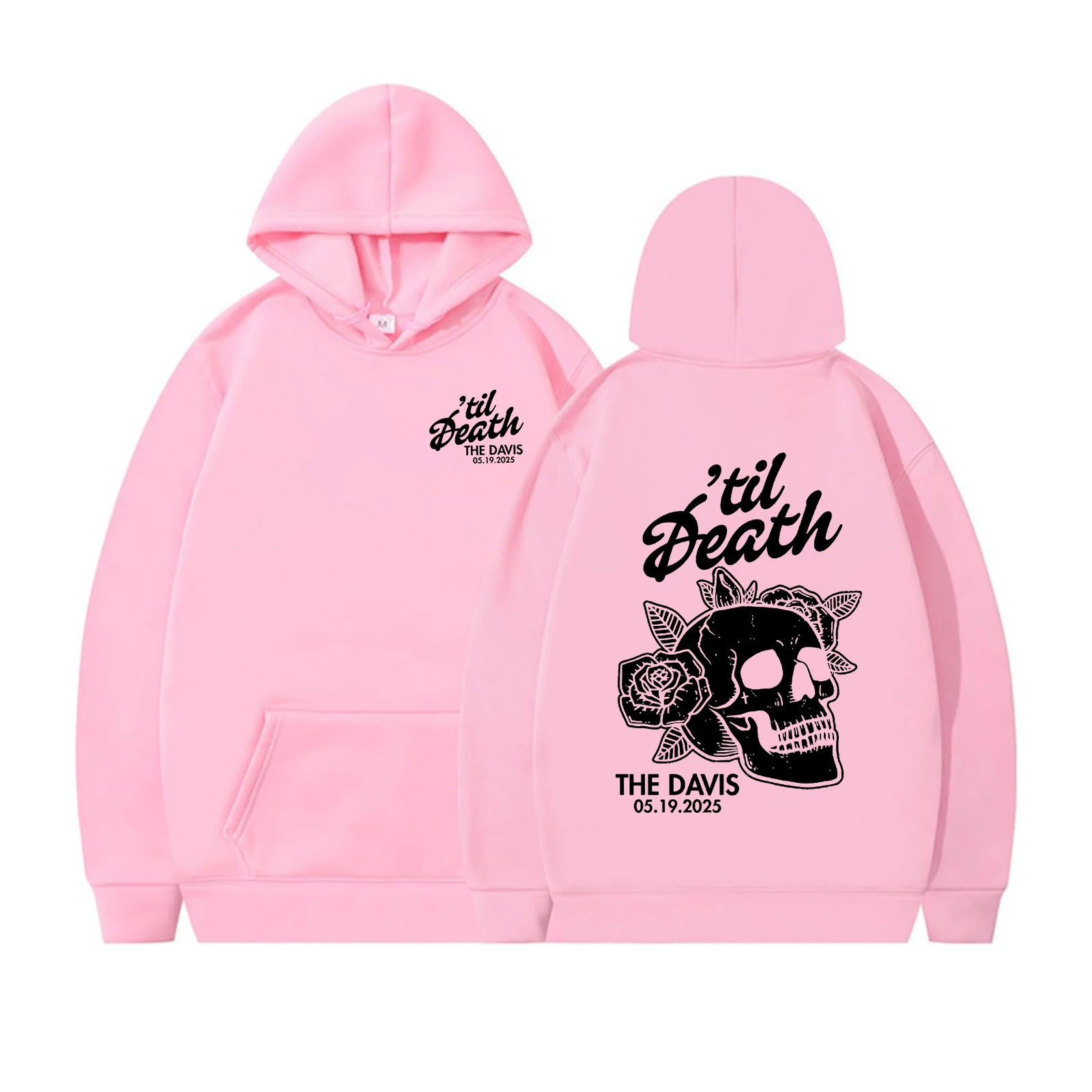 Até a morte esqueleto noiva moletom com capuz data de casamento recém-casado camisa até a morte casado casal despedida de solteira roupas de dia de casamento