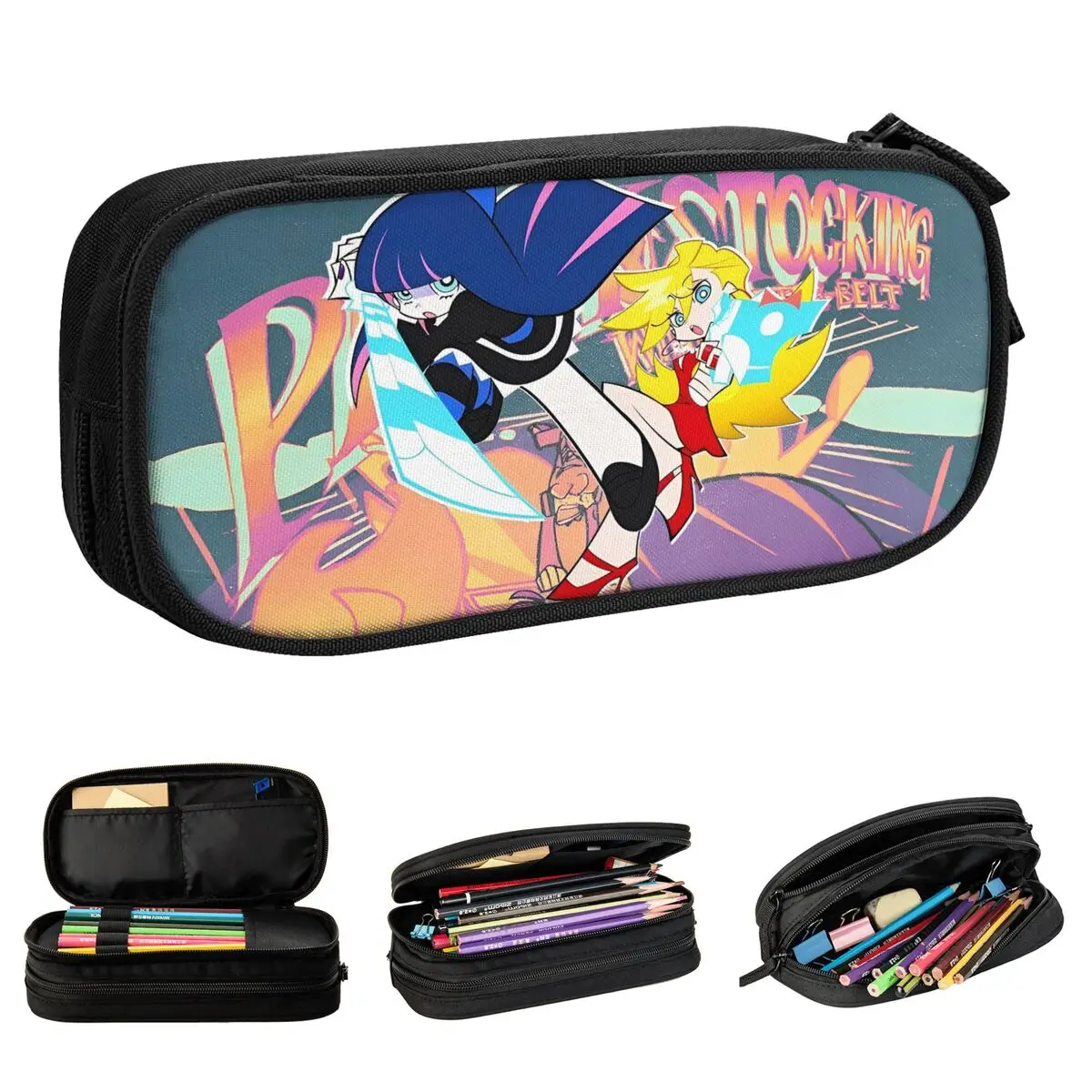 

Creative Panty Stocking With Garterbelt Pencil Case Angles Anime Pencil Box Pen for Student Big Capacity Bags Office Stationery