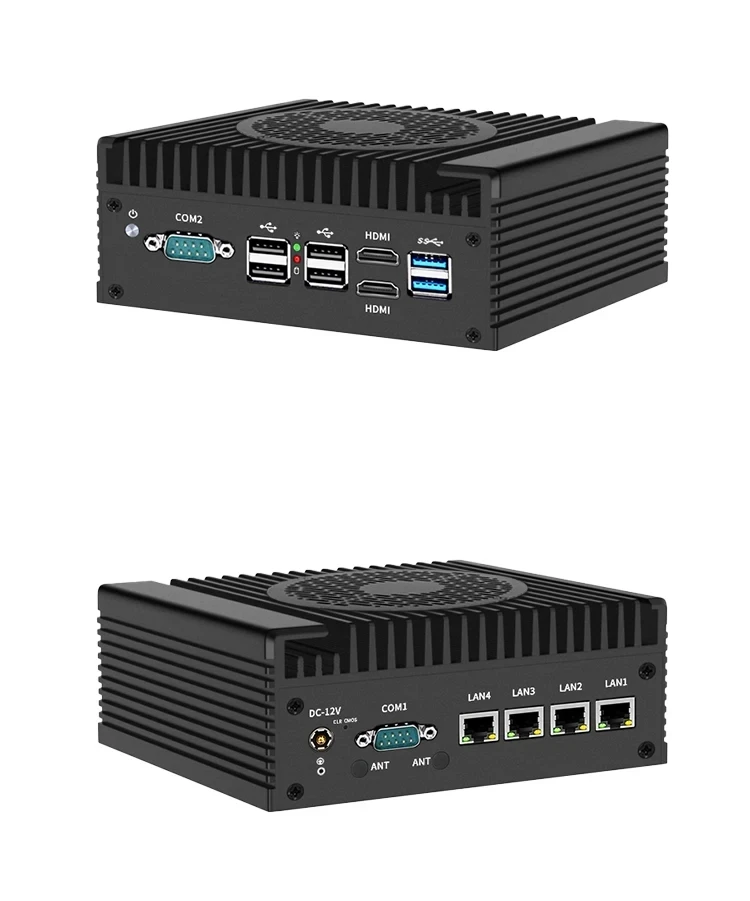 산업용 미니 PC 베어본 효율적인 냉각 소프트 라우터, 12 세대 인텔 i3 N305 N100 방화벽, 2.5G, 4x i226-V LAN, DDR5 2 * COM