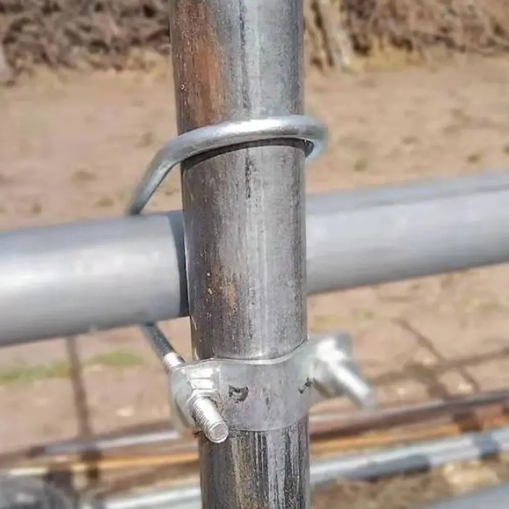 New Galvanized Double U Cross Clamp 20 25 32 40 50 M8 Screw Connector U Bolt Clamp Steel Tube Pipe Clip Tube Pipe Fixing