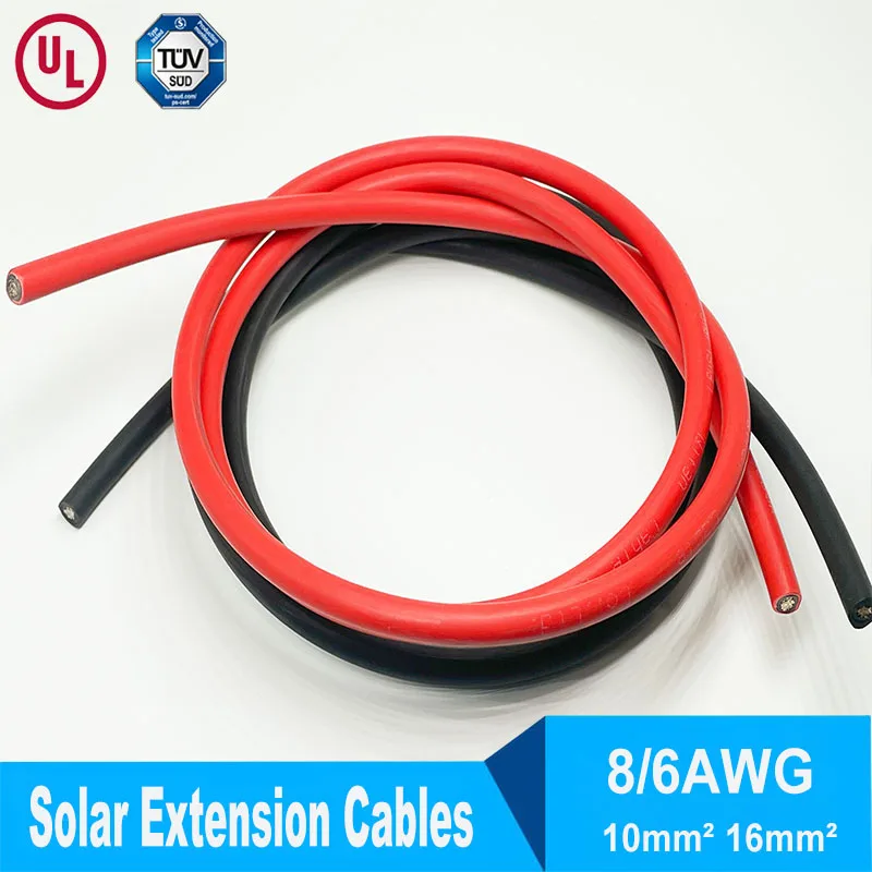 

Solar Cable Solar Panel Copper Wire 8AWG 6AWG 10mm² 16mm² For Roof Kits, Boats, RVs and Marine Solar Systems