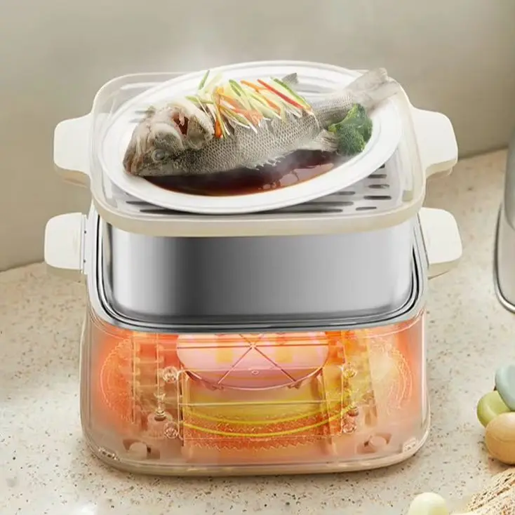 Electric steamer for household use, multifunctional, large capacity intelligent reservation, steaming and cooking integrated pot