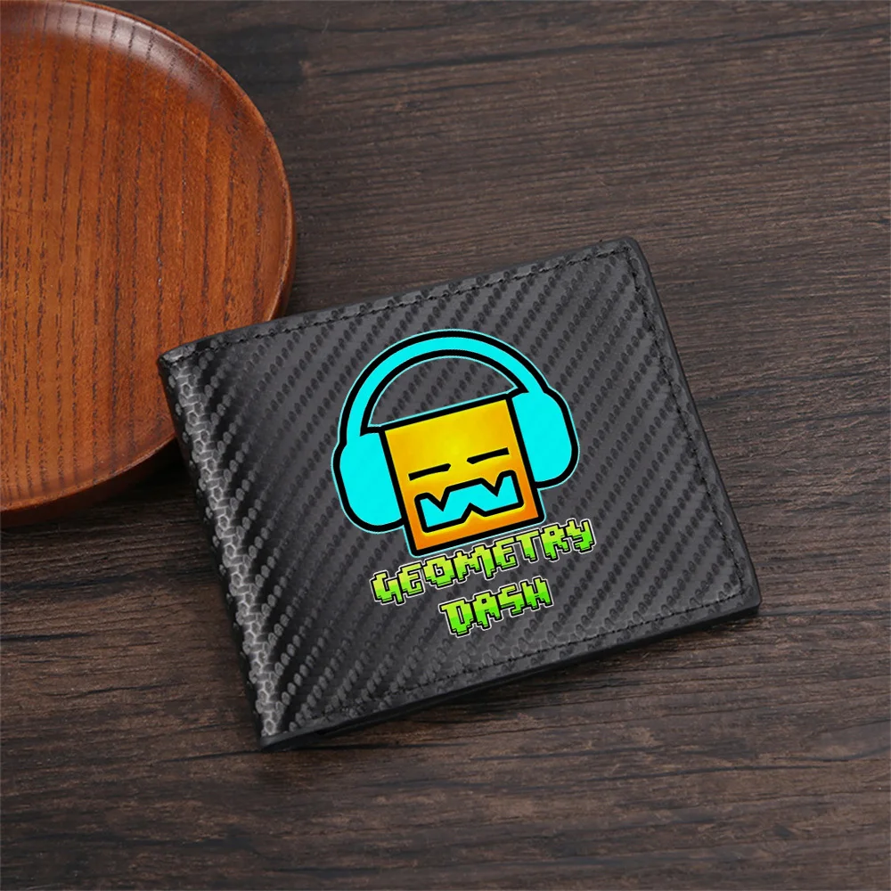 Square face blue headphones green text game Men's Wallets Simple Business Modern Stylish Printing Design Gifts For Father Boyfri